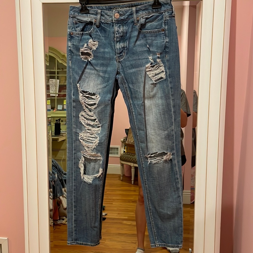 American Eagle Distressed Mom Jeans